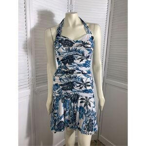 Vintage Y2K Hawaiian Mesh Halter Dress USA Medium